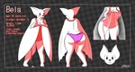 anthro big_breasts biped black_eyes blush bodily_fluids bottomwear breasts butt clothed clothing dot_eyes enemy female huge_breasts lactating looking_at_viewer membrane_(anatomy) membranous_wings milk milk_drip nipple_outline nipples open_mouth partially_clothed simple_background smile solo standing tail text thick_thighs underwear white_body wide_hips wings jose-497 downwell bela_(jose-497) fan_character bat mammal 2024 absurd_res digital_drawing_(artwork) digital_media_(artwork) english_text hi_res model_sheet signature