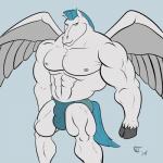 1:1 abs anthro anthrofied balls_outline big_muscles bulge clothed clothing detailed_bulge disney equid equine feathered_wings feathers genital_outline hercules_(1997) hi_res hooves male mammal mohawk muscular muscular_anthro muscular_male mythological_creature mythological_equine mythology pecs pegasus pegasus_(disney) sheath_outline skimpy solo speedo swimwear terrykurosu topless wings