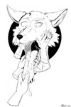 anthro bodily_fluids disembodied_hand fangs fur group half-closed_eyes holding_tongue looking_down male mouth_play narrowed_eyes open_mouth saliva saliva_on_tongue saliva_string solo_focus sweat sweatdrop teeth tongue tongue_out marcushunter beastars legoshi_(beastars) canid canine canis mammal wolf 2020 headshot_portrait hi_res monochrome portrait signature