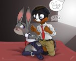 clothing cuff_(restraint) handcuffed handcuffs metal_cuffs panties restraints school_uniform underwear uniform young miniferu disney zootopia fan_character judy_hopps lagomorph leporid mammal rabbit 5:4