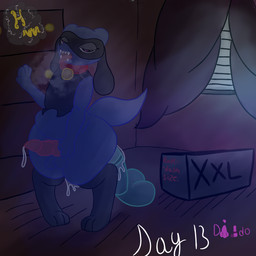 abdominal_bulge ahegao anal anal_masturbation anal_orgasm anal_penetration anthro bedroom_eyes bodily_fluids box collar collar_only container cum cum_while_penetrated cumshot curtains dildo dildo_in_ass dildo_insertion dresser ejaculation furniture genital_fluids genitals hands-free hot_breath knot knotted_penis leaking looking_pleasured lube_drip male masturbation narrowed_eyes nude object_in_ass open_mouth orgasm penetration penis pink_eyes raised_tail seductive sex_toy sex_toy_in_ass sex_toy_insertion sharp_teeth shortstack shortstack_male solo tail teeth tongue tongue_out window hurricane_weaver kinktober kinktober_2025 nintendo pokemon generation_4_pokemon pokemon_(species) riolu 1:1 2025 hi_res