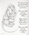 female hug hugging_object hugging_pillow mature_female pillow smile solo text grrrwolf don_bluth the_beatles the_secret_of_nimh mrs._brisby mammal murid murine rodent wood_mouse 2017 english_text graphite_(artwork) sketch traditional_media_(artwork)