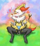 anthro blush bodily_fluids braixen breasts camel_toe canid canine clothing disembodied_hand drooling duo female fire generation_6_pokemon genital_fluids genitals heart_symbol inner_ear_fluff kaboozey mammal nintendo nude panties pokemon pokemon_(species) pussy pussy_floss rubbing saliva sitting solo_focus sweat tongue tongue_out tuft underwear vaginal_fluids wedgie