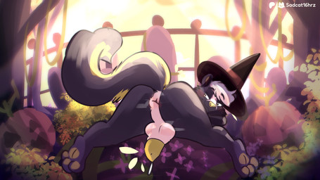 anus ass_up backsack balls black_body black_fur blush butt clothing costume detailed_background feet food fruit fur genitals halloween_costume halloween_decoration hat headgear headwear holidays light light_beam looking_at_viewer male mostly_nude musk musk_cloud musky_balls musky_butt musky_penis orange_sky paws penis plant pumpkin skunk_tail sky solo sunbeam sunlight sunset tombstone witch_costume witch_hat yellow_nose conditional_dnp sadcat16hrz halloween skribbleskunk mammal mephitid skunk 16:9 4k absurd_res hi_res painting_(artwork) widescreen