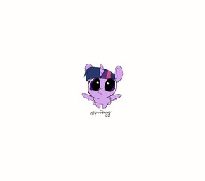 big_eyes chibi female feral horn looking_at_viewer negative_space simple_background solo wings ponionyy friendship_is_magic hasbro my_little_pony mythology twilight_sparkle_(mlp) equid equine mammal mythological_creature mythological_equine winged_unicorn