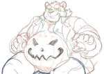 anthro belly clothed clothing eyewear glasses holidays kemono male open_clothing open_shirt open_topwear overweight overweight_male shirt simple_background sitting solo topwear white_background exe_exem halloween lifewonders tokyo_afterschool_summoners leib_(tas) bear mammal polar_bear ursine 2021 digital_drawing_(artwork) digital_media_(artwork) sketch