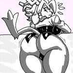 2_horns angry anthro antlers big_breasts big_butt breasts butt closed_frown clothing eyebrows eyelashes female floppy_ears frown fur hair horn latex latex_clothing latex_topwear looking_at_viewer looking_back looking_back_at_viewer mouth_closed pupils rear_view snout solo tail thick_thighs topwear 4chan_anon pseudoregalia sybil_(pseudoregalia) bovid caprine goat hybrid jackalope lagomorph leporid mammal rabbit 1:1 2025 aliasing binary_drawing cel_shading digital_drawing_(artwork) digital_media_(artwork) dithering low_res oekaki restricted_palette shaded sketch tegaki_(artwork)