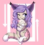 :3 anthro blue_eyes chibi ear_tuft female fur hair paws plushie purple_hair simple_background solo striped_body striped_fur stripes tuft white_body white_fur anakoluth domestic_cat felid feline felis mackerel_tabby maine_coon mammal hi_res