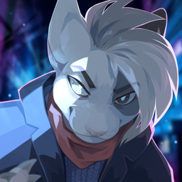 anthro blue_clothing blue_eyes blue_jacket blue_topwear blurred_background brown_eyes clothed clothing detailed_background female front_view fur hair heterochromia jacket kerchief looking_at_viewer mouth_closed neckerchief neckwear pink_nose pupils red_kerchief red_neckerchief solo topwear unsigned white_body white_fur white_hair white_pupils corzh77 domestic_cat felid feline felis mammal 1:1 absurd_res bust_portrait detailed hi_res icon portrait