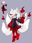 alternate_species anthro clothing dress expressionless female floating furrification hair mouth_closed multi_tail red_eyes tail white_hair sega sonic_frontiers sonic_the_hedgehog_(series) sage_(sonic) canid canine fox human mammal hi_res