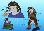 anthro balls brown_body brown_eyes brown_fur claws clothed clothing erection fur genitals male nude pawpads penis pink_sclera semi-anthro solo text white_body white_fur alex.fetter nintendo pokemon alex_(alex.fetter) generation_8_pokemon obstagoon pokemon_(species) english_text hi_res