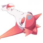 ambiguous_gender open_mouth simple_background slightly_chubby solo white_background yellow_eyes ecru_(artist) nintendo pokemon generation_3_pokemon latias legendary_pokemon pokemon_(species) 1:1