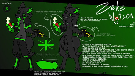 alcohol_bottle animal_genitalia animal_penis anthro balls beverage_bottle black_body black_fur boots bottle bottomwear bullet_wound canine_genitalia canine_penis clothing container digitigrade foam footwear fur genitals glowing glowing_body glowing_clothing glowing_eyes glowing_fur green_body green_fur gun handgun holding_bottle holding_container holding_gun holding_object holding_ranged_weapon holding_weapon inner_ear_fluff jacket male neck_tuft ocular_prosthetic pants penis pistol profanity prosthetic prosthetic_arm prosthetic_limb ranged_weapon shoes smile smiling_at_viewer smirk smirking_at_viewer solo text topwear tuft union_jack weapon wub_(artist) zeke_(wub) canid canine canis mammal wolf 16:9 english_text hi_res model_sheet signature widescreen