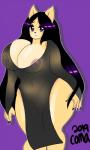 alternative_fashion anthro areola big_breasts breasts canid canine canis clothing comaofsouls domestic_dog female friday goth hi_res huge_breasts mammal nipples purple_eyes shiba_inu solo spitz translucent translucent_clothing