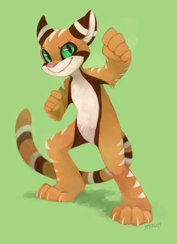 anthro brown_body brown_fur featureless_crotch feet fur green_background green_eyes hindpaw male nude paws pink_nose plantigrade simple_background smile solo tail white_body white_fur darmp nivomi domestic_cat felid feline felis mammal 2014 digital_media_(artwork) digital_painting_(artwork) full-length_portrait hi_res painting_(artwork) portrait shaded