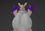 anthro big_breasts breasts female fur huge_breasts hyper hyper_breasts looking_at_viewer nipples nude simple_background smile solo highyenaarts bandai_namco digimon canid canine digimon_(species) mammal renamon 3d_(artwork) animated digital_media_(artwork) short_playtime