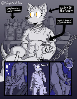 anal anal_penetration animal_mask anthro fellatio gynomorph intersex male male/male mask oral party penetration penile pup_mask sex text vulpinevulva_(artist) gwenfox canid canine fox mammal absurd_res comic english_text hi_res multiple_scenes trans_(lore) trans_woman_(lore)