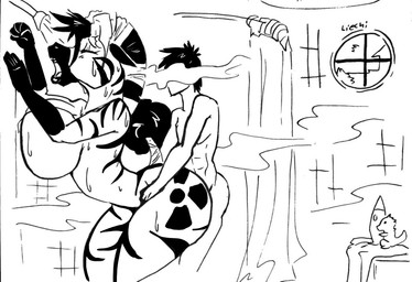 alternate_universe anthro big_breasts breasts duo female human_on_anthro interspecies male male/female moan shower size_difference liechi fallout fallout_equestria hasbro microsoft my_little_pony fan_character lars_(code-shark101) raider_(fallout) equid equine human mammal zebra monochrome
