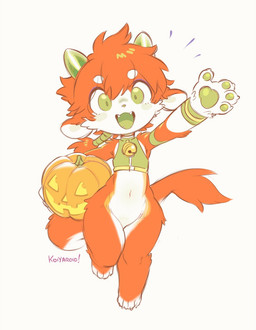 4_toes anthro armband belly braided_hair clothed clothing feet green_eyes green_horn green_pawpads green_pupils green_tongue hair holidays horn jack-o'-lantern looking_at_viewer male navel neck_bell pawpads pupils solo tail toes tongue wristband young young_anthro young_male koiyaroid halloween mythology klaus_(koiyaroid) dragon mythological_creature mythological_scalie scalie digital_drawing_(artwork) digital_media_(artwork) hi_res