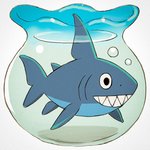 ambiguous_gender black_eyes bubble feral fin grey_body grin partially_submerged sharp_teeth simple_background smile solo teeth underwater water white_background ka92 fish marine shark 1:1 2018