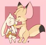 albino belt blush canine collar cub eyes_closed fennec fox fur happy hug kissing lagomorph mammal melissar1 rabbit sheath smile sword weapon white_fur yellow_fur young
Rating: Safe
Score: 4
User: stickypaws
Date: April 11, 2014