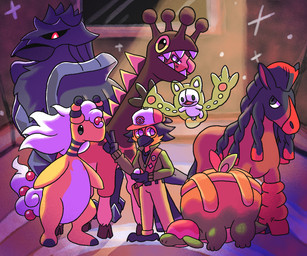 ambiguous_gender anthro beak black_body black_feathers brown_body clothing eyewear feathers feral food gesture glare glasses green_body green_clothing green_jacket green_topwear grey_body grey_feathers group hair hand_gesture hat headgear headwear jacket khaki_pants long_hair male orange_body orange_feathers pokeball pokeball_clothing purple_eyes red_eyes shoulder_bag stadium standard_pokeball topwear v_sign white_body white_hair yellow_body percybird nintendo pokemon percy_(percybird) ampharos appletun avian bird corviknight equid equine eurasian_bullfinch farigiraf finch food_creature generation_2_pokemon generation_5_pokemon generation_7_pokemon generation_8_pokemon generation_9_pokemon mammal mudsdale oscine passerine pokemon_(species) reuniclus true_bullfinch 6:5 hi_res