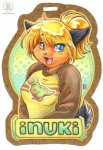 abstract_background anthro female open_mouth simple_background solo tail kacey inuki_(character) 2010 character_badge_(artwork)