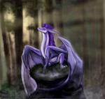 2012 absurd_res ambiguous_gender ankard claws digital_media_(artwork) dragon hair hi_res membrane_(anatomy) membranous_wings mythological_creature mythological_scalie mythology purple_body purple_hair purple_skin scalie sitting solo tail wings