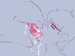 2_tails anthro big_mouth_(anatomy) big_tongue bodily_fluids breasts dominant dominant_female dripping duo excessive_saliva extreme_french_kiss eye_contact eyes_closed eyewear fellatio female french_kissing genitals glans glasses humanoid_pointy_ears inner_ear_fluff kissing kissing_tail_mouth licking long_tongue looking_at_another male male/female multi_mouth multi_tail nipples open_mouth oral penile penis penis_lick penis_on_tongue pink_eyes pointy_ears saliva saliva_drip sex simple_background sloppy_kiss submissive submissive_male tail tail_mouth tongue tongue_out tuft unusual_anatomy unusual_tail wearing_glasses ungulatr canid canine elf fox humanoid mammal 4:3 animated no_sound short_playtime webm