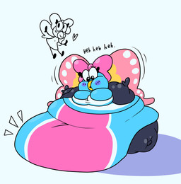 anthro before_and_after belly belly_markings belly_rolls big_belly big_breasts black_arms black_eyes blue_background blue_body blue_clothing blue_dress blue_skin blush blush_lines bottomless bottomless_anthro bottomless_female breasts chubby_cheeks closed_smile clothed clothed_female clothing dialogue dress eyelashes fat_arms featureless_feet feet female female_anthro flapping_wings heart_symbol huge_belly hyper hyper_belly immobile insect_wings laugh lepidopteran_wings light looking_at_breasts looking_at_own_breasts looking_at_self markings mitten_hands morbidly_obese morbidly_obese_anthro morbidly_obese_female mouth_closed multicolored_body multicolored_clothing multicolored_shirt multicolored_skin multicolored_topwear non-mammal_breasts obese obese_anthro obese_female overweight overweight_anthro overweight_female pattern_clothing pattern_shirt pattern_topwear pink_body pink_bow pink_skin pink_wings shirt simple_background smile solo striped_clothing striped_shirt striped_topwear stripes thin_arms thin_eyebrows topwear two_tone_clothing two_tone_shirt two_tone_topwear weight_gain white_clothing white_markings white_shirt white_topwear wings octoguy mario_and_luigi_(series) mario_bros nintendo wisdurm arthropod butterfly insect lepidopteran 2021 absurd_res colored digital_drawing_(artwork) digital_media_(artwork) english_description hi_res lighting shaded simple_shading