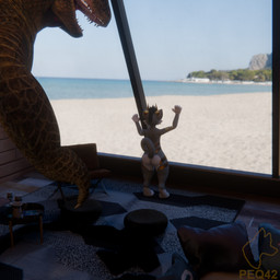 anthro beach duo horn imminent_vore inside male oral_vore rear_view size_difference teeth vore danger_n00dle_(artist) peq42 peq_(peq42) felid feline lizard mammal mayu_(azuki) reptile scalie 1:1 3d_(artwork) digital_media_(artwork)