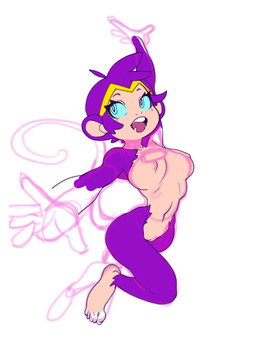 anthro blue_eyes breasts female female_anthro fur genitals navel nude nude_anthro nude_female open_mouth purple_body purple_fur simple_background solo vulva white_background mandragoria shantae_(series) wayforward shantae_(monkey_form) haplorhine mammal monkey primate absurd_res full-length_portrait hi_res portrait unfinished