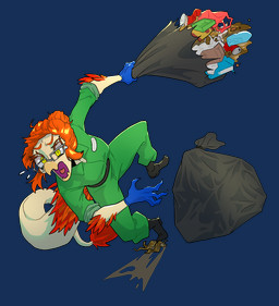 5_fingers anthro bag banana_peel black_boots black_clothing black_footwear blue_clothing blue_gloves blue_handwear boots claws clothing eyelashes eyewear feathered_tail feathers female finger_claws fingers footwear glasses gloves green_jumpsuit hair hair_bun handwear jumpsuit long_tail open_mouth orange_body orange_feathers orange_hair rectangular_glasses scales shoes simple_background snout solo tail tan_body tan_scales transparent_background trash trash_bag yellow_eyes sahara_congo_bongo cavemanon_studios snoot_game kaitlyn_(snoot_game) dinosaur dromaeosaurid feathered_dinosaur feathered_scalie microraptor prehistoric_species reptile saurischian scalie theropod 2025 alpha_channel digital_drawing_(artwork) digital_media_(artwork) hi_res