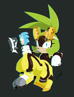 black_clothing black_crop_top black_shirt black_topwear blue_eyes bottomwear character_popsicle clothing crop_top eyewear eyewear_on_head female food fur gloves green_body green_fur gumball_(candy) handwear jacket_around_waist pants popsicle shirt solo sonic_popsicle sunglasses sunglasses_on_head topwear yellow_bottomwear yellow_clothing yellow_pants irregularcloudi blue_bunny_(brand) idw_publishing sega sonic_the_hedgehog_(comics) sonic_the_hedgehog_(idw) sonic_the_hedgehog_(series) wells_enterprises surge_the_tenrec afrosoricid mammal tenrec absurd_res hi_res