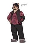 anthro barazoku clothed clothing disability male plaid prosthetic prosthetic_arm prosthetic_limb robotic_limb solo bastionshadowpaw roland_(bastionshadowpaw) bear mammal 3:4 hi_res