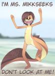 2018 adult_swim anthro beach brown_hair cartoon_network english_text featureless_chest featureless_crotch female hair mammal mikhaila_kirov mr_meeseeks mustelid nude open_mouth otter outside rick_and_morty rudragon seaside solo standing tail teeth text why