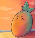 beach feral food fruit male mango_(fruit) plant solo sunset water blumu elemental_creature flora_fauna food_creature living_fruit