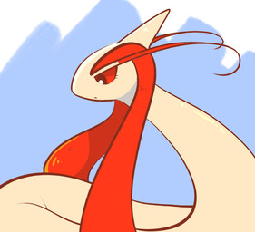 abstract_background ambiguous_feral ambiguous_gender antennae_(anatomy) blue_background eyelashes feral fin green_background hair red_antennae red_hair red_sclera scales serpentine simple_background solo tail tail_fin tan_body white_background momensarada nintendo pokemon generation_3_pokemon milotic pokemon_(species) 2022 bust_portrait colored hi_res portrait