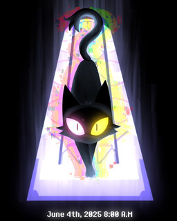 black_background black_body black_fur feral fur heterochromia simple_background solo text window unknown_artist deltarune undertale_(series) friend_(deltarune) domestic_cat felid feline felis mammal 2025 hi_res