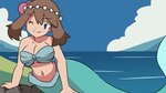 big_breasts bra breasts clothing female monster_girl_(genre) one_eye_closed seashell_bra solo split_form underwear wink artistaskech nintendo pokemon may_(pokemon) humanoid marine merfolk hi_res