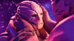 arm_grab bodypaint duo eye_contact face_paint hand_on_cheek intraspecies looking_at_another male male/male nude romantic teeth kagekave bioware electronic_arts mass_effect sollas verros alien humanoid turian 16:9 3d_(artwork) digital_media_(artwork) hi_res widescreen