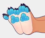 ambiguous_gender anthro blue_pawpads claws feet foot_focus fur orange_body orange_fur pawpads paws simple_background soles solo bag_of_lewds marbles_(bag_of_lewds) bovid caprine goat mammal low_res