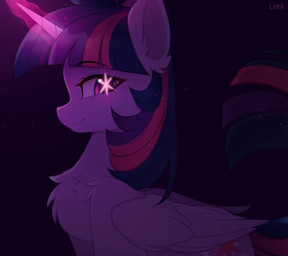 bangs chest_tuft cutie_mark ear_tuft eyebrow_through_hair eyebrows eyelashes feathered_wings feathers female feral folded_wings glowing glowing_horn hair horn magic purple_body purple_feathers purple_hair purple_tail smile solo tail translucent translucent_hair tuft wings lerkfruitbat friendship_is_magic hasbro my_little_pony mythology twilight_sparkle_(mlp) equid equine mammal mythological_creature mythological_equine winged_unicorn 2023 digital_media_(artwork) hi_res