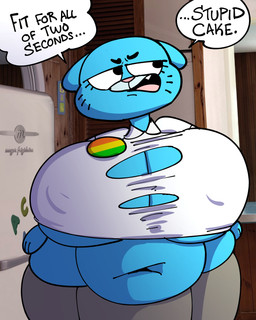 anthro belly big_belly big_breasts blue_body blue_fur bottomwear breasts cleavage clothed clothing deep_navel female fur hands_on_hips huge_breasts hyper hyper_breasts implied_weight_gain mature_female navel nipple_outline obese obese_female open_mouth organs overweight overweight_female skindentation skirt solo stomach text thick_thighs torn_clothing under_boob wardrobe_malfunction weight_conscious weight_gain wide_hips sachasketchy cartoon_network the_amazing_world_of_gumball nicole_watterson domestic_cat felid feline felis mammal 4:5 absurd_res english_text hi_res mother_(lore) parent_(lore)