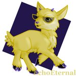 ambiguous_gender eyewear eyewear_only fur glasses happy hooves horn nude prancing purple_hooves purple_horn purple_nose quadruped smile solo sunglasses sunglasses_only yellow_body yellow_eyes yellow_fur echoeternal neopets bovid caprine goat ixi_(neopets) mammal neopet_(species) 1:1 low_res