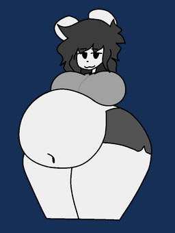 anthro belly big_belly big_breasts breasts female obese overweight solo thick_thighs crimson_joker ilove1337 josephmagentatea maisa maisa_(madly-maniacal) lagomorph leporid mammal rabbit 3:4 alpha_channel monochrome tagme