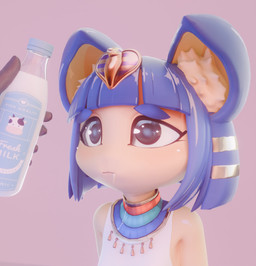 accessory ambiguous_gender ambiguous_human anthro bangs bare_shoulders blue_hair blunt_bangs bob_cut bodily_fluids bottle clothing container dress drooling duo egyptian egyptian_clothing faceless_ambiguous faceless_character faceless_human female female_anthro glass glass_container glass_of_milk hair hair_accessory holding_bottle holding_container holding_object inner_ear_fluff jewelry kalasiris milk milk_bottle milk_container necklace noseless pink_background sad saliva short_hair sidelocks simple_background solo_focus text tuft uraeus usekh white_clothing white_dress yellow_body rosoero zy0n7_(modeler) animal_crossing nintendo ankha_(animal_crossing) domestic_cat felid feline felis human mammal 3d_(artwork) digital_media_(artwork) english_text hi_res