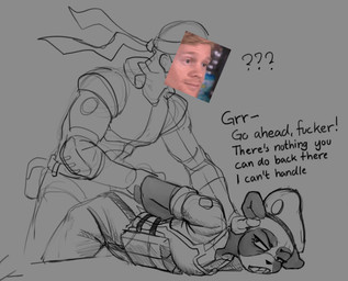 anthro duo female male male/female military profanity soldier text warrior mootsider bear giant_panda human mammal english_text