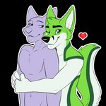 1:1 alpha_channel anthro black_body black_fur black_nose canid canine canis duo embrace embracing_another embracing_from_behind eyes_closed fidget_the_fox fox fur green_body green_eyes green_fur heart_symbol hug kwik_(artist) male male/male mammal one_eye_closed outline red_heart simple_background smile smiling_at_viewer sticker telegram telegram_sticker white_body white_fur white_outline wink ych_(character)