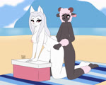 anthro balls beach black_body black_fur bodily_fluids bouncing_balls bouncing_breasts breasts cum cum_in_pussy cum_inside duo ejaculation female fur genital_fluids genitals kneeling male male/female nipples outside penetration penis pink_body pink_fur pussy red_eyes seaside vaginal vaginal_penetration white_body white_fur wool_(fur) max_draws aura_(mercuryshatter1) sam_(mercuryshard) bovid canid canine canis caprine mammal sheep wolf 5:4 animated hi_res no_sound short_playtime webm